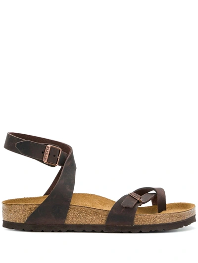 Shop Birkenstock Toe-strap Buckle Sandals In Brown