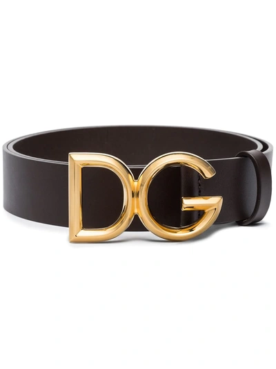 Shop Dolce & Gabbana Logo Buckle Belt In Brown