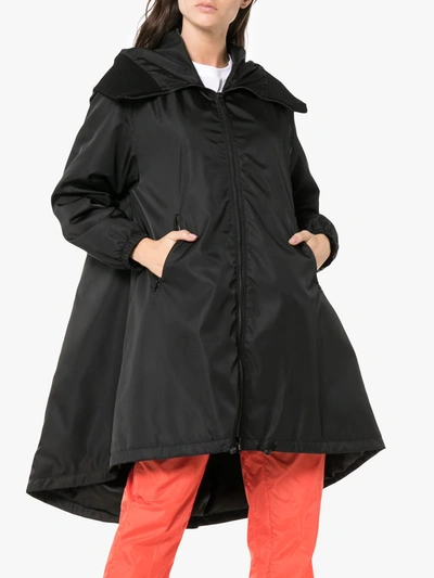 Shop Valentino Vltn Logo Hooded Coat In Black