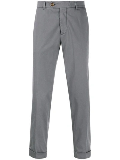 Shop Brunello Cucinelli Mid-rise Slim Chinos In Grey