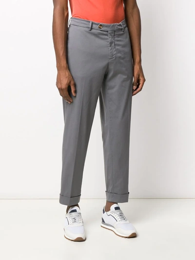 Shop Brunello Cucinelli Mid-rise Slim Chinos In Grey