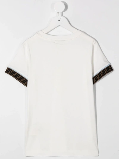 Shop Fendi Ff-logo Cuff T-shirt In White