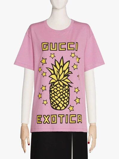 Shop Gucci Exotica Pineapple-print T-shirt In Purple