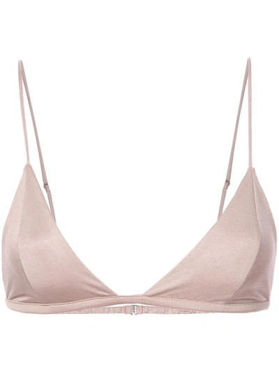 Shop Fleur Du Mal Luxe Triangle Bra In Brown