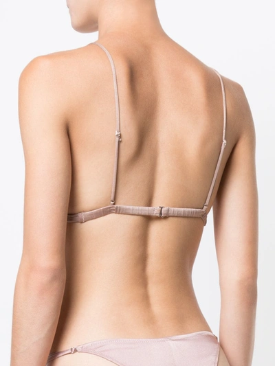 Fleur Du Mal Luxe Satin Triangle Bra In Brown