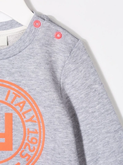Shop Fendi Contrast Logo Sweatshirt In Grey