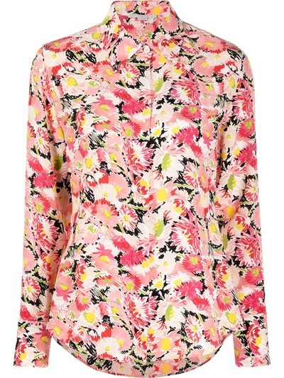 Shop Stella Mccartney Floral-print Silk Shirt In Pink