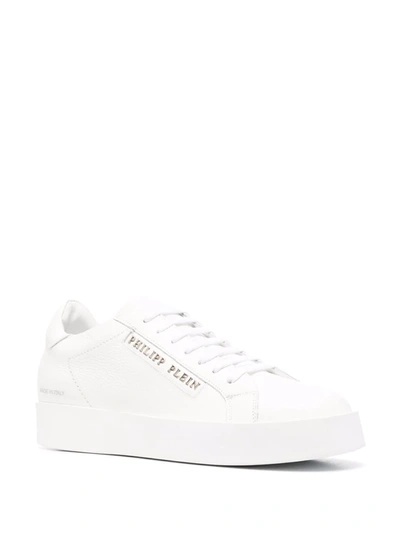 Shop Philipp Plein Logo-print Leather Sneakers In White