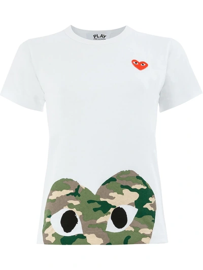 Shop Comme Des Garçons Play Heart Print T-shirt In White