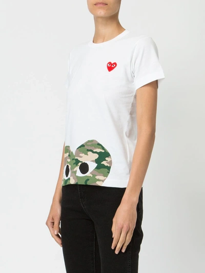 Comme Des Garçons Play Women's Camo Heart Play T-shirt In White