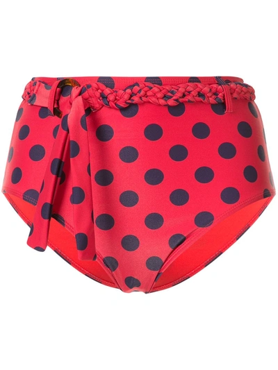 Shop Duskii Cerise High-rise Bikini Bottoms In Red