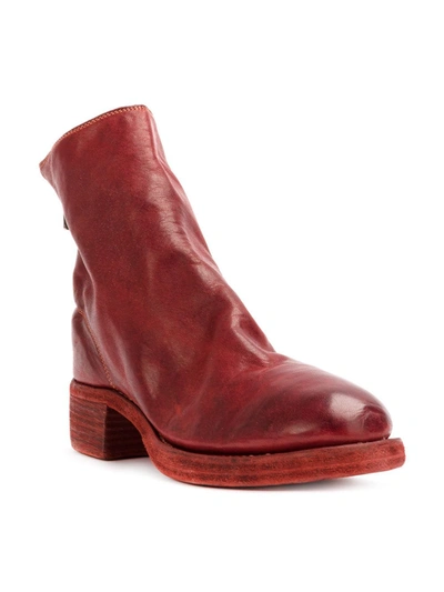 Shop Guidi Zip Detail Ankle Boots In Red