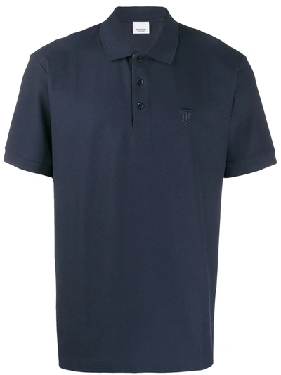 Shop Burberry Monogram Motif Polo Shirt In Blue
