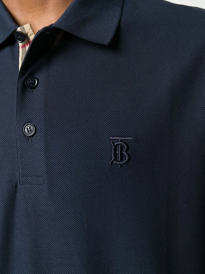 Shop Burberry Monogram Motif Polo Shirt In Blue