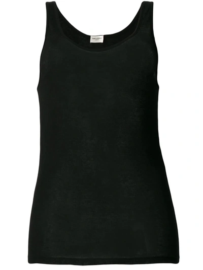 Shop Saint Laurent Fine Ribbed Tank Top In Black