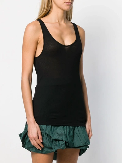 Shop Saint Laurent Fine Ribbed Tank Top In Black