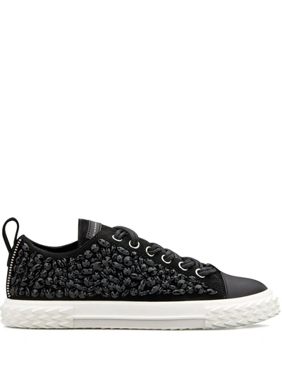 Shop Giuseppe Zanotti Low Top Embellished Sneakers In Black