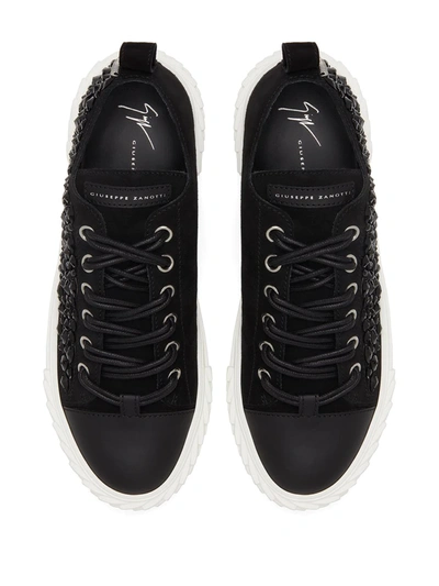 Shop Giuseppe Zanotti Low Top Embellished Sneakers In Black