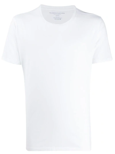 Majestic White Cotton Crew Neck T-shirt In White