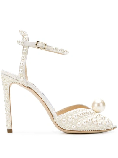 Shop Jimmy Choo Sacora 100 Sandals In White