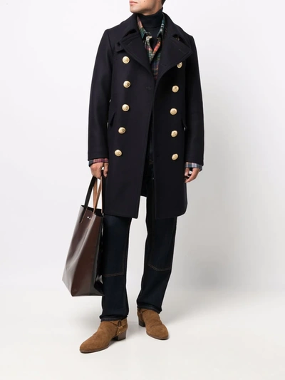 Shop Dsquared2 Gold-embossed Double-breasted Coat