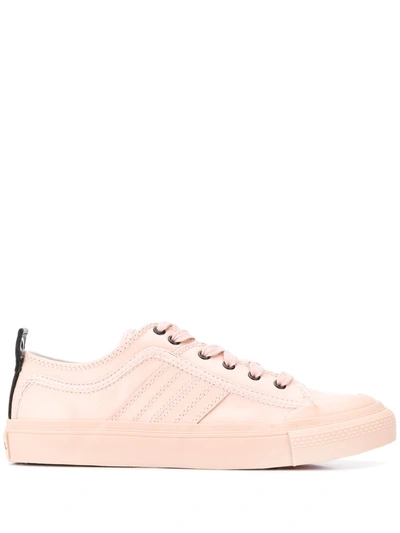 Shop Diesel Low-top Sneakers With Stitching In Pink