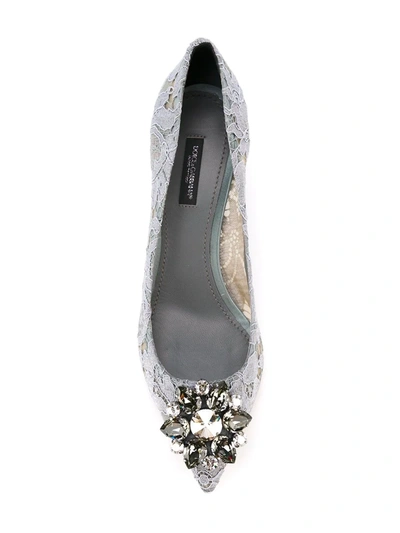 Shop Dolce & Gabbana Taormina-lace Crystal-embellished Pumps In Grey