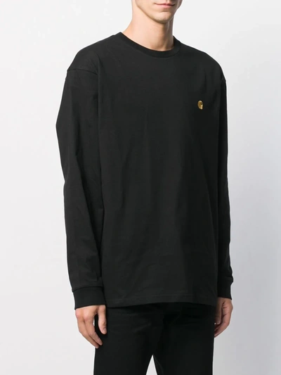 Shop Carhartt Chase Embroidered Logo Sweatshirt In Black