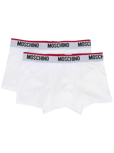 Shop Moschino Two-pack Logo Briefs In White