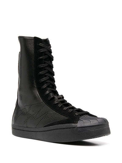 Yohji Yamamoto Signature-stitch High-top Sneakers In Black