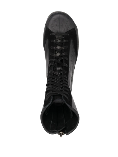 Yohji Yamamoto Signature-stitch High-top Sneakers In Black