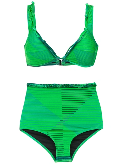 Shop Amir Slama Printed Bikini Set In Green