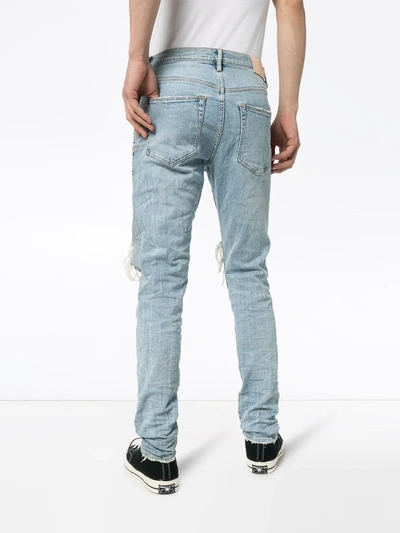 Shop Purple Brand Distressed-finish Slim Fit Jeans In Blue