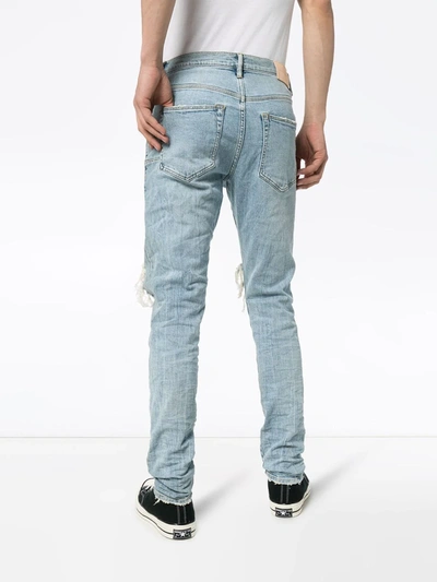 Purple Brand Destroy Knee Slim Fit Jeans In Blue