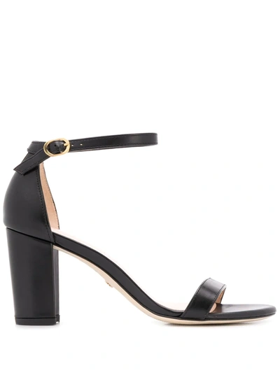 Shop Stuart Weitzman Nearlynude Block-heel Sandals In Black