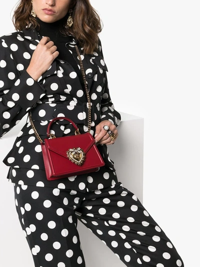 Dolce & Gabbana Small Devotion Leather Top-handle Bag In Red