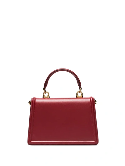 Shop Dolce & Gabbana Small Devotion Leather Top-handle Bag In Red