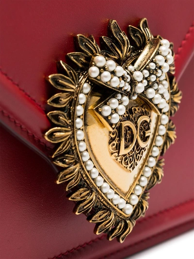 Dolce & Gabbana Small Devotion Leather Top-handle Bag In Red
