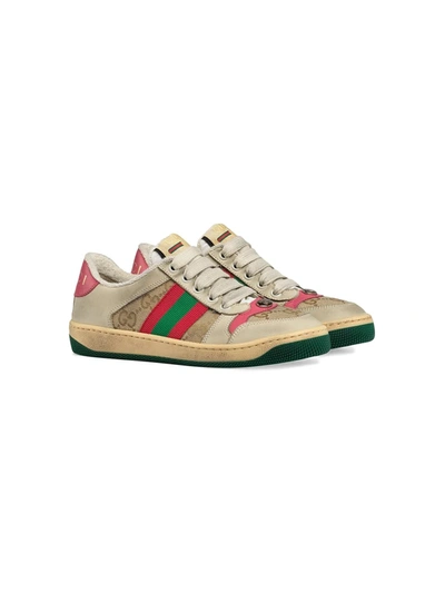 Shop Gucci Screener Low-top Sneakers In Neutrals