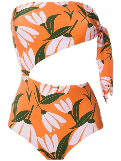 Shop Adriana Degreas Cut Out Swimsuit In Orange