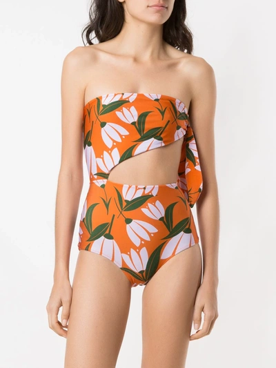 Shop Adriana Degreas Cut Out Swimsuit In Orange