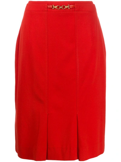 Pre-owned Celine Hook Detail Straight Skirt In Black