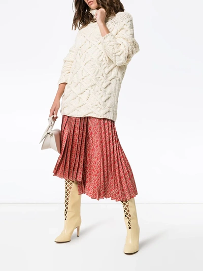 FENDI GATE PRINTED MIDI SKIRT - 红色