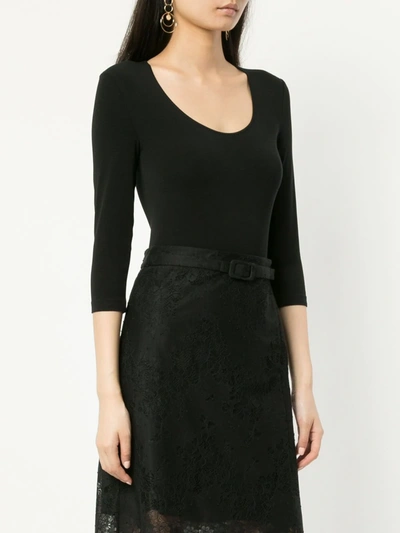 Shop Wolford Cropped Sleeve Body In Black