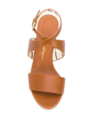 Shop Ferragamo Sheena Mid-heel Sandals In Brown