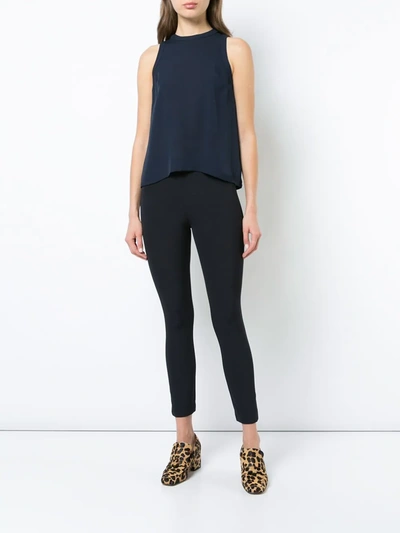 Shop Veronica Beard Zip Back Cropped Trousers In Blue