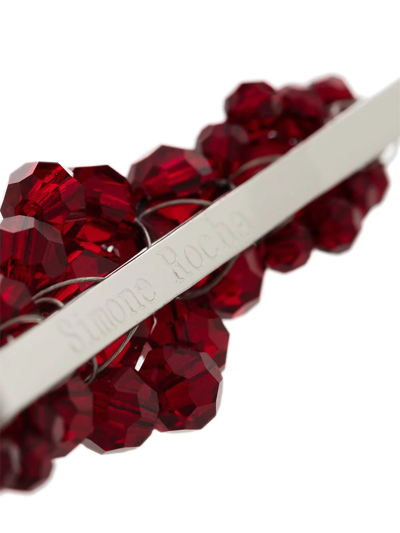 Simone Rocha X Browns 50 Large Floral Bead Embellished Hair Clip In Red