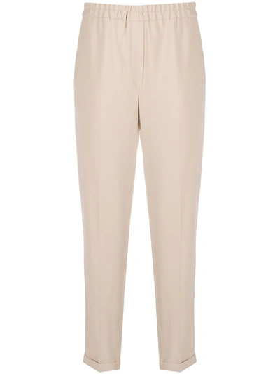 Shop Antonelli Elasticated Cropped Trousers In Neutrals