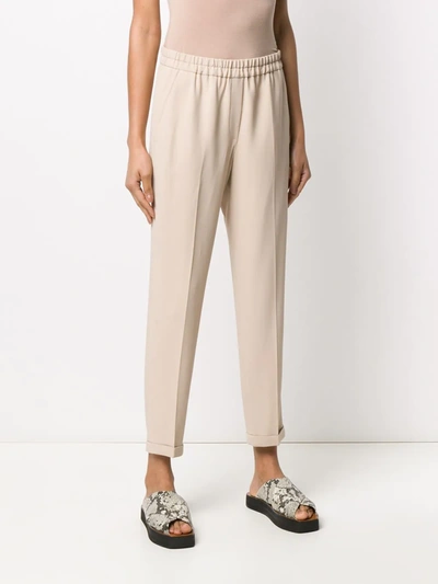 Shop Antonelli Elasticated Cropped Trousers In Neutrals