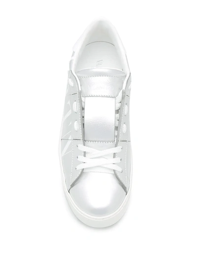 Shop Valentino Rockstud Sneakers In Silver